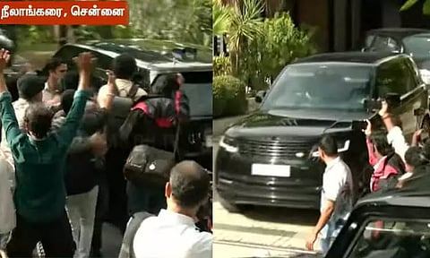 காஞ்சீபுரத்தில் மக்கள் சந்திப்பு: நீலாங்கரை இல்லத்தில் இருந்து புறப்பட்டார் விஜய்