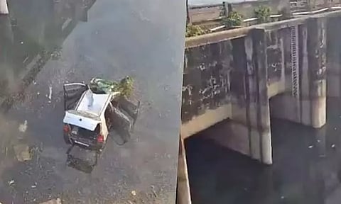 திருமண நிகழ்ச்சிக்கு சென்று திரும்பியபோது கால்வாய்க்குள் கார் கவிழ்ந்து விபத்து - 5 பேர் பலி