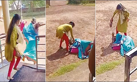 பெற்ற தாயை காலால் மிதித்து, செருப்பால் கொடூரமாக தாக்கிய மகள் - வைரல் வீடியோ