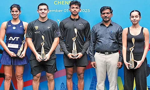 சர்வதேச ஸ்குவாஷ் போட்டி: வேலவன் செந்தில்குமார், அனாஹத் “சாம்பியன்”