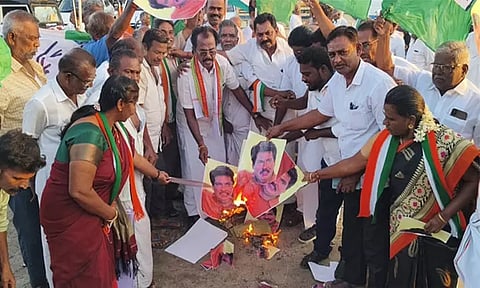 காமராஜரை இழிவுபடுத்திய யூடியூபரை கண்டித்து காங்கிரஸ் கட்சியினர் ஆர்ப்பாட்டம்