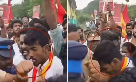 தர்மபுரியில் காவலரின் கையை கடித்த தவெக தொண்டர் கைது