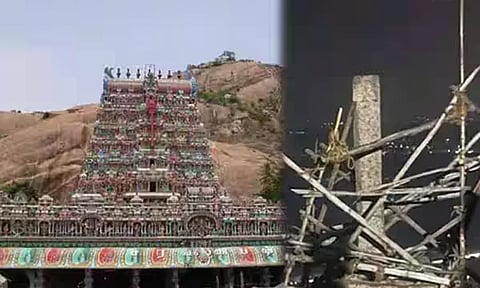 திருப்பரங்குன்றம் மலை உச்சியில் உள்ள தூணை, தொல்லியல்துறை சார்ந்த 7 பேர் கொண்ட குழு ஆய்வு