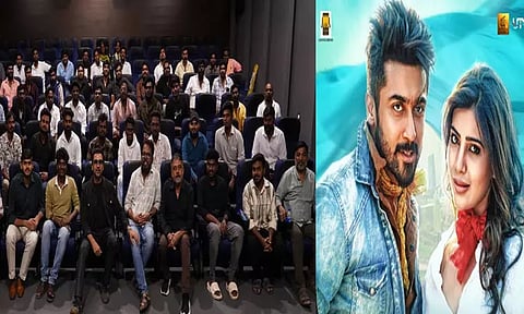 “அஞ்சான்” படத்தை ரசிகர்களோடு பார்த்து ரசித்த நடிகர் சூர்யா