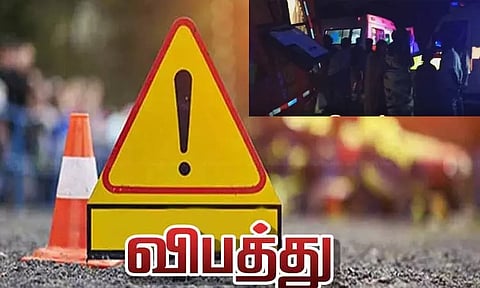 திண்டுக்கல்: ஆம்னி பஸ் சாலையில் கவிழ்ந்து விபத்து - 14 பேர் காயம்