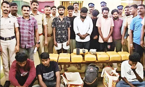 திருப்பூர்: வீட்டில் பதுக்கி வைத்திருந்த 38 கிலோ கஞ்சா பறிமுதல் - 9 பேர் கைது