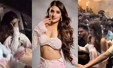 கட்டுக்கடங்காத கூட்டத்தில் சிக்கி திணறிய நடிகை நிதி அகர்வால்