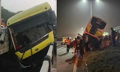 விக்கிரவாண்டி அருகே ஆற்றுப் பாலத்தில் மோதி ஆம்னி பேருந்து விபத்து - 35-க்கும் மேற்பட்டோர் காயம்