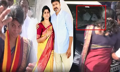 விஜயின் காரை மறித்த தவெக பெண் நிர்வாகி.. நிற்காமல் வேகமாகச் சென்ற விஜய்