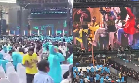 Sudden rain in Malaysia... Fans grooved to the song "I come and go like a cloud"