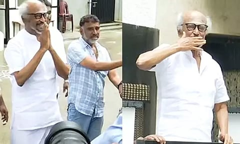 முத்தங்களை பறக்கவிட்டு ரசிகர்களுக்கு புத்தாண்டு வாழ்த்து கூறிய நடிகர் ரஜினிகாந்த்