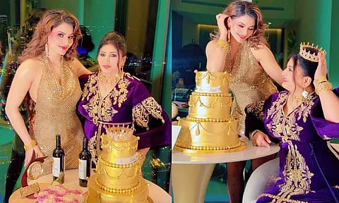 தாயாரின் பிறந்தநாளை தங்க கேக் வெட்டி கொண்டாடிய ஊர்வசி ரவுத்தேலா