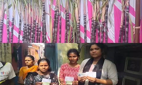 ரூ.3,000 ரொக்கம், பச்சரிசி, சர்க்கரை, கரும்புடன் கூடிய பொங்கல் பரிசு:டோக்கன் விநியோகம்