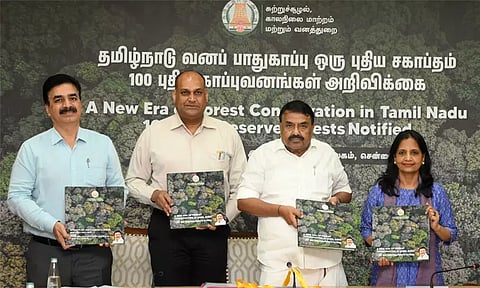 100 காப்புக் காடுகள் குறித்த புத்தகத்தை வெளியிட்டார் அமைச்சர் ராஜகண்ணப்பன்