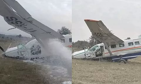 ஒடிசா: சிறிய ரக விமானம் தரையில் விழுந்து விபத்து - 6 பேர் காயம்