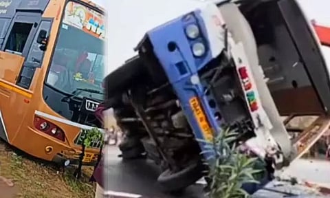 திருப்பூர் அருகே அடுத்தடுத்து மோதிக்கொண்ட பஸ்கள்.. விபத்தில் சிக்கி பலர் படுகாயம்
