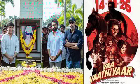 எம்.ஜி.ஆர் நினைவிடத்தில் “வா வாத்தியார்” படக்குழுவினர் மரியாதை