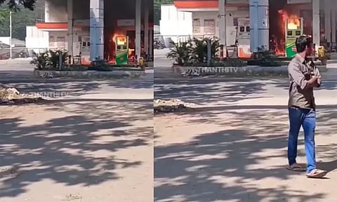 திருப்பூர்: பெட்ரோல் பங்க்கில் பற்றி எரிந்த தீ - பரபரப்பு சம்பவம்