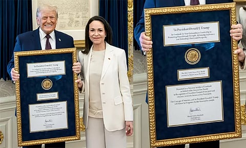 தனது நோபல் பரிசை டிரம்ப்பிடம் வழங்கிய வெனிசுலா எதிர்க்கட்சித் தலைவர்