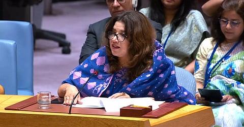 State Minister for Foreign Affairs Shama Obaed Islam addressing the 2026 ECOSOC Humanitarian Affairs Segment on June 18, 2026.