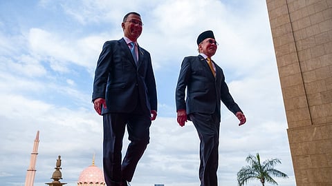 Prime Minister Tarique Rahman and his Malaysian counterpart Anwar Ibrahim on their way to hold official talks in Kuala Lampur on June 22, 2026.