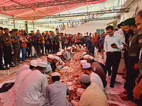 Outgoing Deputy Commissioner Md Sarwoer Alam visits the shrine of Hazrat Shahjalal to oversee the opening of the sealed donation boxes on his last day in the post.
