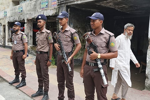 DMP officers on patrol in Dhaka