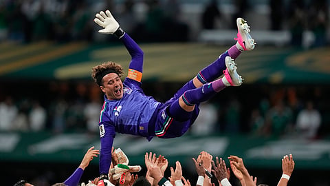 Mexico goalkeeper Guillermo Ochoa (13) is celebrated by his team after the World Cup Group A match between Czechia and Mexico in Mexico City on Thursday.