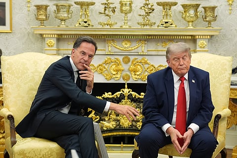 President Donald Trump meets with NATO Secretary General Mark Rutte in the Oval Office at the White House, 24 June 2026, in Washington.