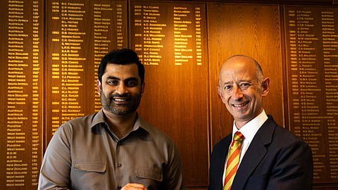 Tamim Iqbal (L) receives the honorary life membership of MCC at the Lords' in London, England.