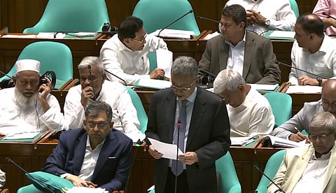 Finance Minister Amir Khosru Mahmud Chowdhury addresses parliament on June 29, 2026