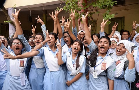 A group of HSC students rejoice on results day in 2019/ File photo