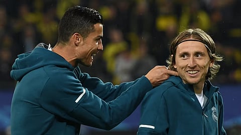 Cristiano Ronaldo and Luka Modric during their time together at Real Madrid.