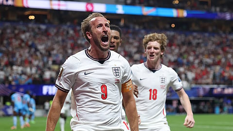 England captain Harry Kane celebrates after scoring against DR Congo in their Round of 32 match