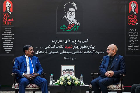 Parliament Speaker holds a meeting with Mohammad Bagher Ghalibaf, Speaker of the Islamic Consultative Assembly of the Islamic Republic of Iran, during his visit in Tehran.