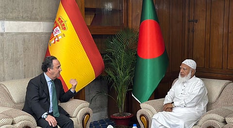 Spanish Ambassador to Bangladesh Gabriel Maria Sistiaga Ochoa de Chinchetru meets with Leader of the Opposition Shafiqur Rahman