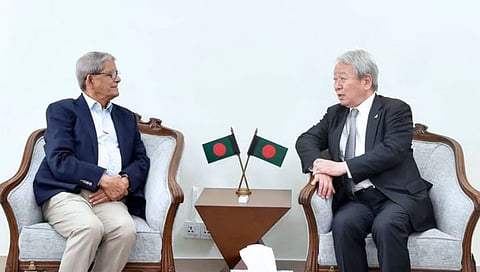 JICA President Dr Tanaka Akihiko meets LGRD and Cooperatives Minister Mirza Fakhrul Islam Alamgir at his office in the Secretariat on Sunday.