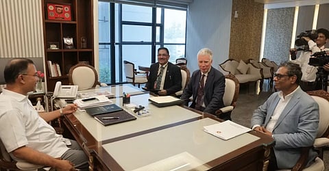 Prime Minister Tarique Rahman meets Peter Holland, Chief Executive Officer of the International Agency for Prevention of Blindness (IAPB), at the Bangladesh Secretariat on Monday.