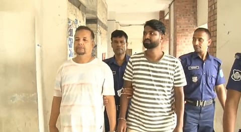 Two Jubo League men are taken to court after their arrest in connection with the bomb blast at an NCP rally in Savar.