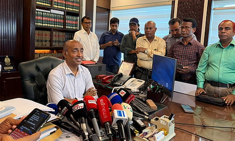 Law Minister Md Asaduzzaman during the press briefing held at the ministry