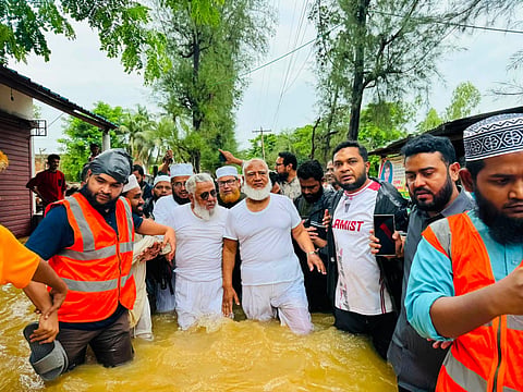 Shafiqur visits Chattogram's Banshkhali upazila to distribute relief.