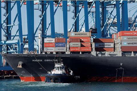 Containers are seen on the Maersk's container ship Maersk Gibraltar at the APM Terminals in the port of Algeciras, Spain January 19, 2023. REUTERS/Jon Nazca/File Photo