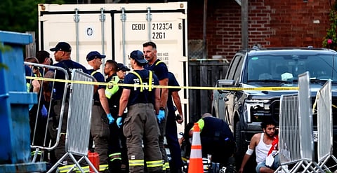 Caption: Paramedics respond after a shooting at the Salsa on St. Clair festival in Toronto on Saturday, July 11, 2026.