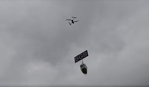 BGB uses drone technology to deliver food and cash assistance to people stranded in remote, waterlogged areas of flood-hit Habiganj