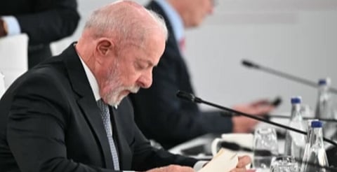 Brazilian President Luiz Inácio Lula da Silva takes part in a working session during the G7 Summit in Evian-les-Bains, France, on Wednesday, June 17, 2026.