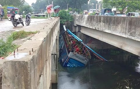 A bus plunges into ditch in Manikganj
