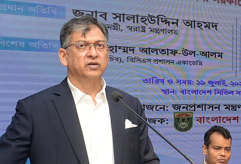 Home Minister Salahuddin Ahmed speaks at the BCS Administration Academy in Shahbag in the capital.