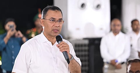 Prime Minister Tarique Rahman speaking at a courtesy meeting and dinner on July 20, 2026 with leaders of parties that had taken part in the simultaneous anti-fascist movement alongside the BNP.