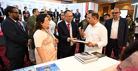 Prime Minister Tarique Rahman visits the Investors' Expo after inaugurating the FICCI FDI Conference 2026 at the Bangladesh-China Friendship Conference Centre in Dhaka on Thursday.