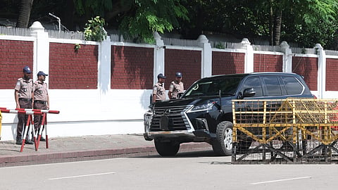 Newly resigned President Mohammed Shahabuddin leaves Bangabhaban.